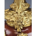 Gorgeous Lrg 19C French Pair Rouge Marble Gilt Bronze Ewers Napoleon III image 3