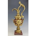 Gorgeous Lrg 19C French Pair Rouge Marble Gilt Bronze Ewers Napoleon III image 4