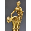 Gorgeous Lrg 19C French Pair Rouge Marble Gilt Bronze Ewers Napoleon III image 10