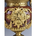 Gorgeous Lrg 19C French Pair Rouge Marble Gilt Bronze Ewers Napoleon III image 12