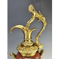 Gorgeous Lrg 19C French Pair Rouge Marble Gilt Bronze Ewers Napoleon III image 14