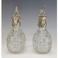 Gorgeous Pair 19C German Sterling Silver Crystal Claret Jugs image 6