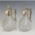 Gorgeous Pair 19C German Sterling Silver Crystal Claret Jugs image 8