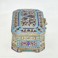 Exceptional 19C Russian Gilt Silver Cloisonne & Plique a Jour Enamel Box image 2
