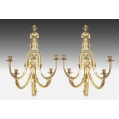 Huge Antique 19C French Pair Gilt Bronze Wall Sconces image 1