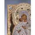 Important 19C Russian Vladimir Mother of God Icon 84 Silver Gilt Filigree Oklad image 8
