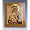 Important 19C Russian Vladimir Mother of God Icon 84 Silver Gilt Filigree Oklad image 9