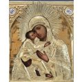 Russian Silver-Gilt Oklad Icon of the Vladimir Mother of God by Sazikov, Moscow, 1833 image 1