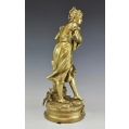 Large 19C Antique French Gilt Bronze Statue Eutrope Bouret ( 1833-1906 )"Cigale" image 3