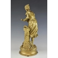 Large 19C Antique French Gilt Bronze Statue Eutrope Bouret ( 1833-1906 )"Cigale" image 4