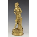 Large 19C Antique French Gilt Bronze Statue Eutrope Bouret ( 1833-1906 )"Cigale" image 7