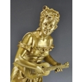 Large 19C Antique French Gilt Bronze Statue Eutrope Bouret ( 1833-1906 )"Cigale" image 8