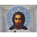 Large 19C Antique Russian Silver Enamel Icon Christ Pantocrator image 12