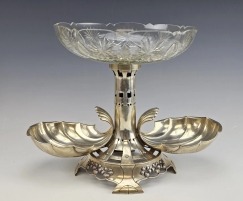 Large 19C Austrian Silver Crystal Serving Centerpiece