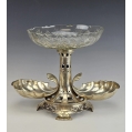 Large 19C Austrian Silver Crystal Serving Centerpiece image 10