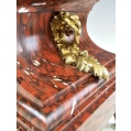 Large 19C French Gilt Bronze Rouge Marble Clock Statue image 5