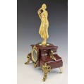 Large 19C French Gilt Bronze Rouge Marble Clock Statue image 8