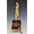 Large 19C French Gilt Bronze Rouge Marble Clock Statue image 9