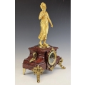 Large 19C French Gilt Bronze Rouge Marble Clock Statue image 10