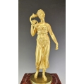 Large 19C French Gilt Bronze Rouge Marble Clock Statue image 12