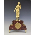 Large 19C French Gilt Bronze Rouge Marble Clock Statue image 13