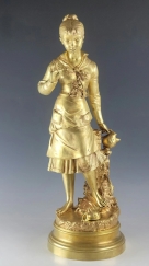 Large 19C French Gilt Bronze Sculpture Signed J. Lecompre