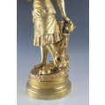 Large 19C French Gilt Bronze Sculpture Signed J. Lecompre image 3