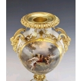 Large 19C French Sevres H/P Porcelain Gilt Bronze Vase Signed image 5