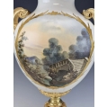 Large 19C French Sevres H/P Porcelain Gilt Bronze Vase Signed image 7