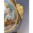Large 19C French Sevres Porcelain Cobalt Gilt Bronze Vase image 4