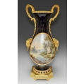 Large 19C French Sevres Porcelain Cobalt Gilt Bronze Vase image 14