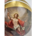 Large 19C Imperial Russian Porcelain Easter Egg Christ Ascension image 10