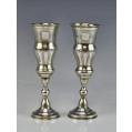 Large 19C Pair Russian Silver Engraved Flutes Cups image 8