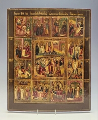 Large 19C Russian Orthodox Icon of The Great Feasts