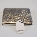 Large 19C Russian Silver Cast Cigarette Case image 3