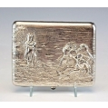 Large 19C Russian Silver Cast Cigarette Case image 9