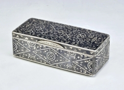 Large 19C Russian Silver Niello Snuff Tobacco Box