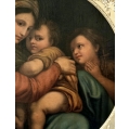 Large Antique 19th Century Oil Painting After Raphael Madonna della Seggiola image 4