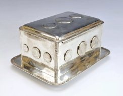 Large Antique English Sterling Silver Coin Inset Box
