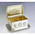 Large Antique English Sterling Silver Coin Inset Box image 7