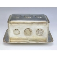 Large Antique English Sterling Silver Coin Inset Box image 13