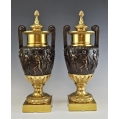 Large Antique French Neoclassical Patinated Gilt Bronze Vases Urns image 4