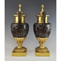 Large Antique French Neoclassical Patinated Gilt Bronze Vases Urns image 7