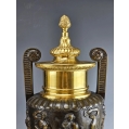 Large Antique French Neoclassical Patinated Gilt Bronze Vases Urns image 10