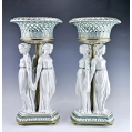 Large Antique German Pair Porcelain Figural Centerpieces Three Graces image 6