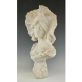 Large Antique Italian Adolfo Cipriani ( 1857–1941 )Alabaster Bust Sculpture image 3