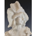 Large Antique Italian Adolfo Cipriani ( 1857–1941 )Alabaster Bust Sculpture image 5