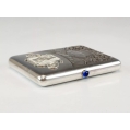 Large Antique Russian Silver Enamel Cigarette Case Queen of Spade image 6
