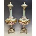 Large Antique Vintage Pair Royal Vienna Style Porcelain Vases Hand Painted image 9