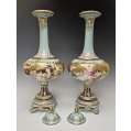 Large Antique Vintage Pair Royal Vienna Style Porcelain Vases Hand Painted image 10